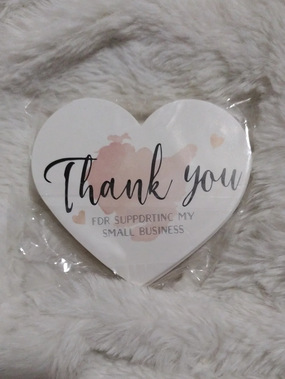 Heart-Shaped Thank You Cards Pack - White & Blush 50 ct